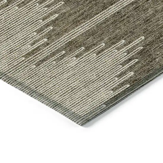 Coffee And Ivory Abstract Washable Indoor Outdoor Area Rug Photo 5