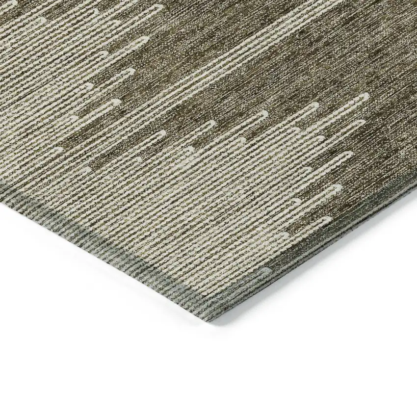 Coffee And Ivory Abstract Washable Indoor Outdoor Area Rug Photo 5