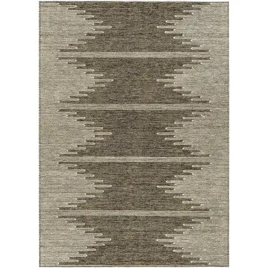 Coffee And Ivory Abstract Washable Indoor Outdoor Area Rug Photo 2