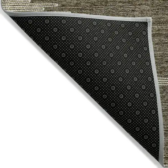 Coffee And Ivory Abstract Washable Indoor Outdoor Area Rug Photo 4