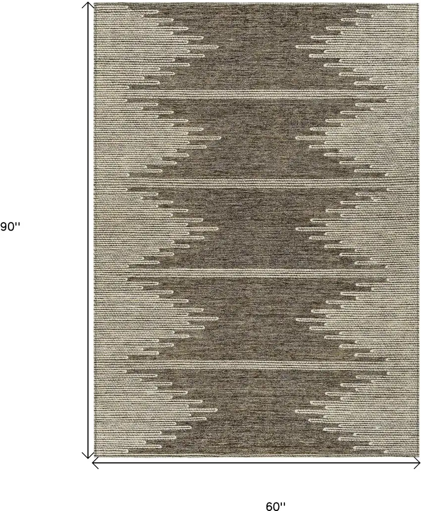 Coffee And Ivory Abstract Washable Indoor Outdoor Area Rug Photo 3