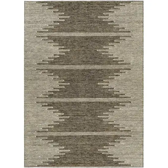 Coffee And Ivory Abstract Washable Indoor Outdoor Area Rug Photo 8