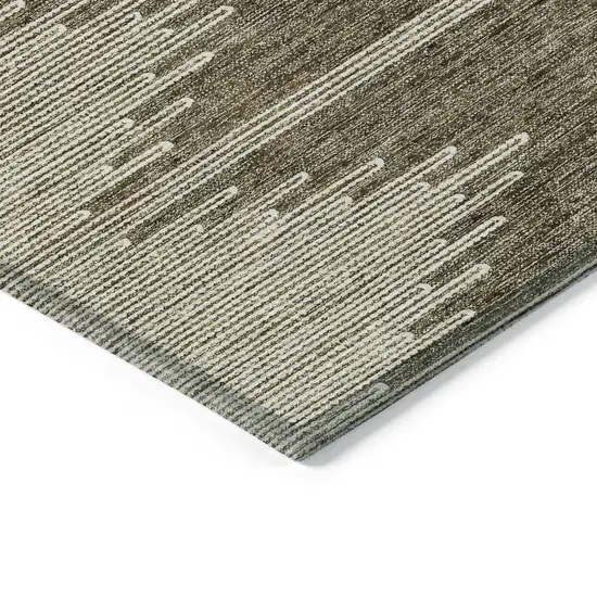 Coffee And Ivory Abstract Washable Indoor Outdoor Area Rug Photo 5