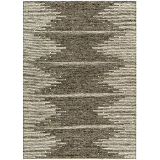 Coffee And Ivory Abstract Washable Indoor Outdoor Area Rug Photo 8