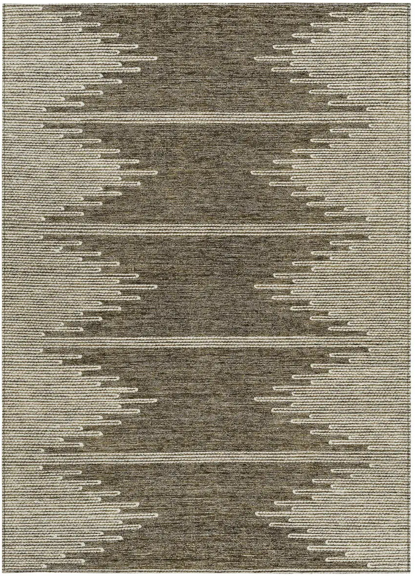Coffee And Ivory Abstract Washable Indoor Outdoor Area Rug Photo 8