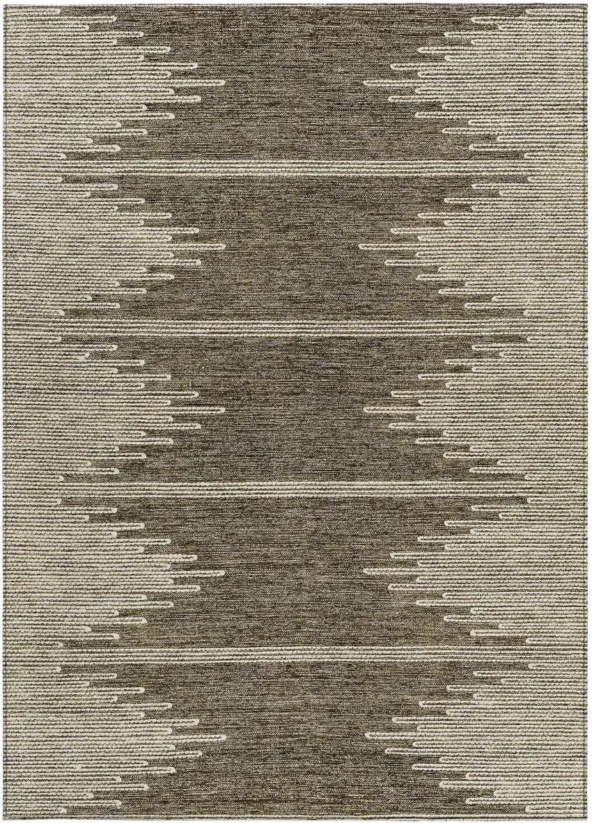Coffee And Ivory Abstract Washable Indoor Outdoor Area Rug Photo 8