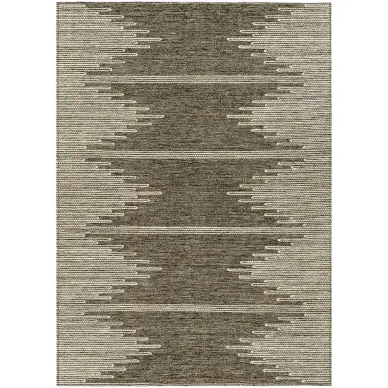 Coffee And Ivory Abstract Washable Indoor Outdoor Area Rug Photo 2