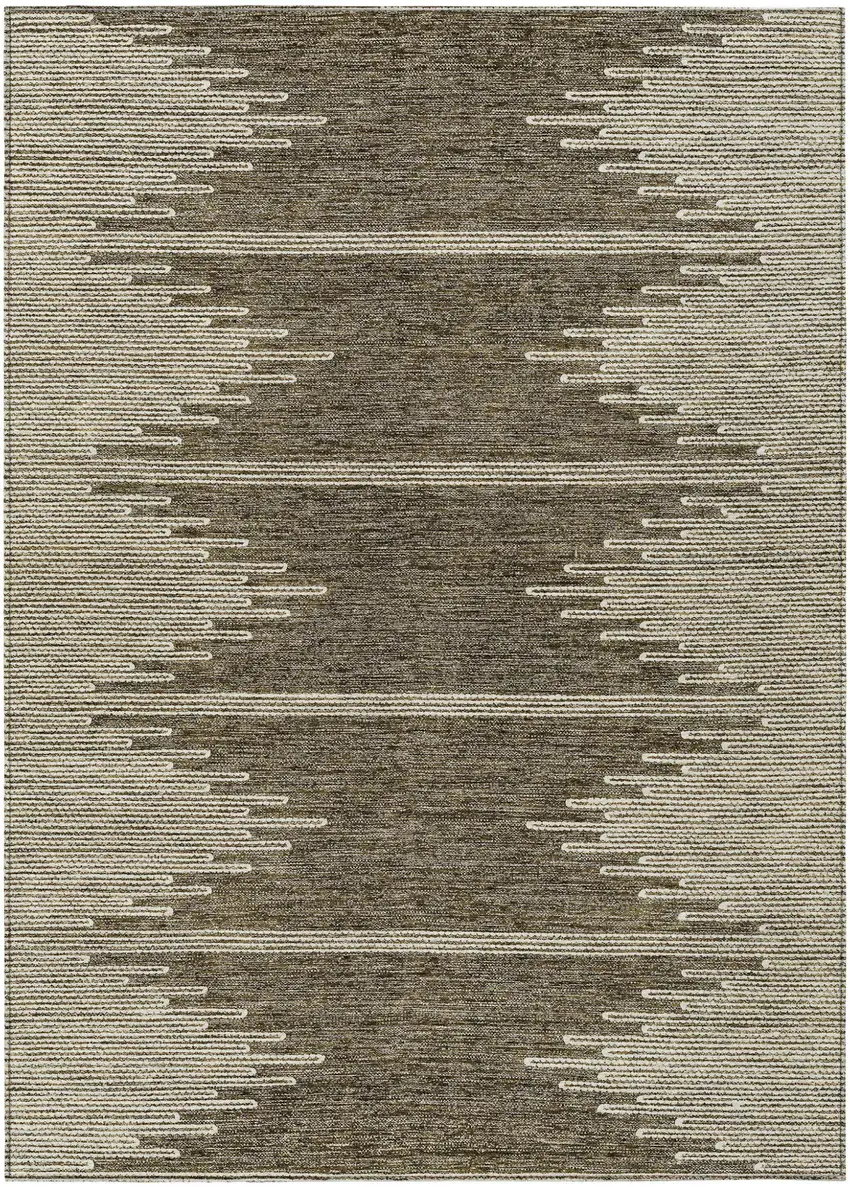 Coffee And Ivory Abstract Washable Indoor Outdoor Area Rug Photo 2