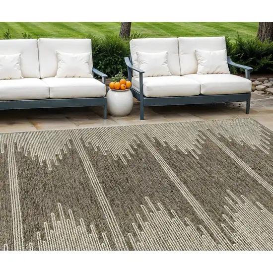 Coffee And Ivory Abstract Washable Indoor Outdoor Area Rug Photo 1