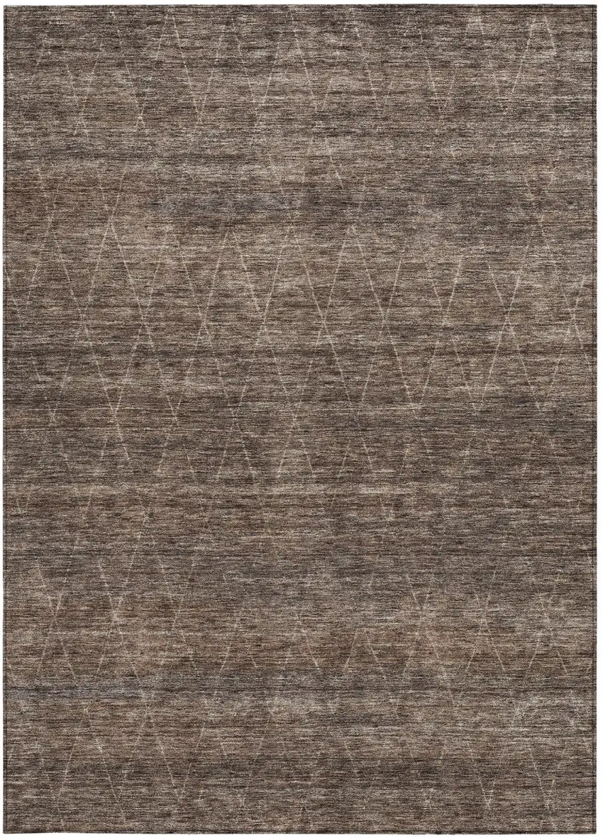 Coffee And Ivory Geometric Washable Indoor Outdoor Area Rug Photo 6