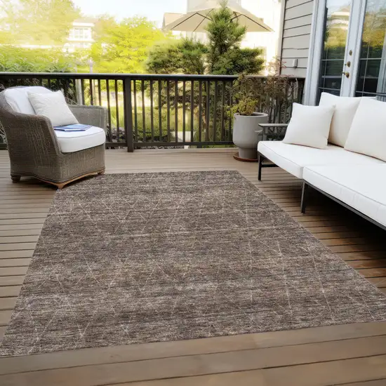 Coffee And Ivory Geometric Washable Indoor Outdoor Area Rug Photo 9