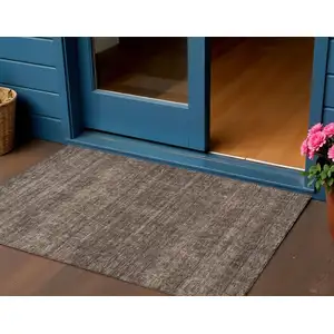 Photo of Coffee And Ivory Geometric Washable Indoor Outdoor Area Rug