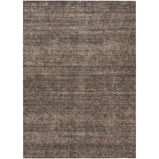 Coffee And Ivory Geometric Washable Indoor Outdoor Area Rug Photo 2