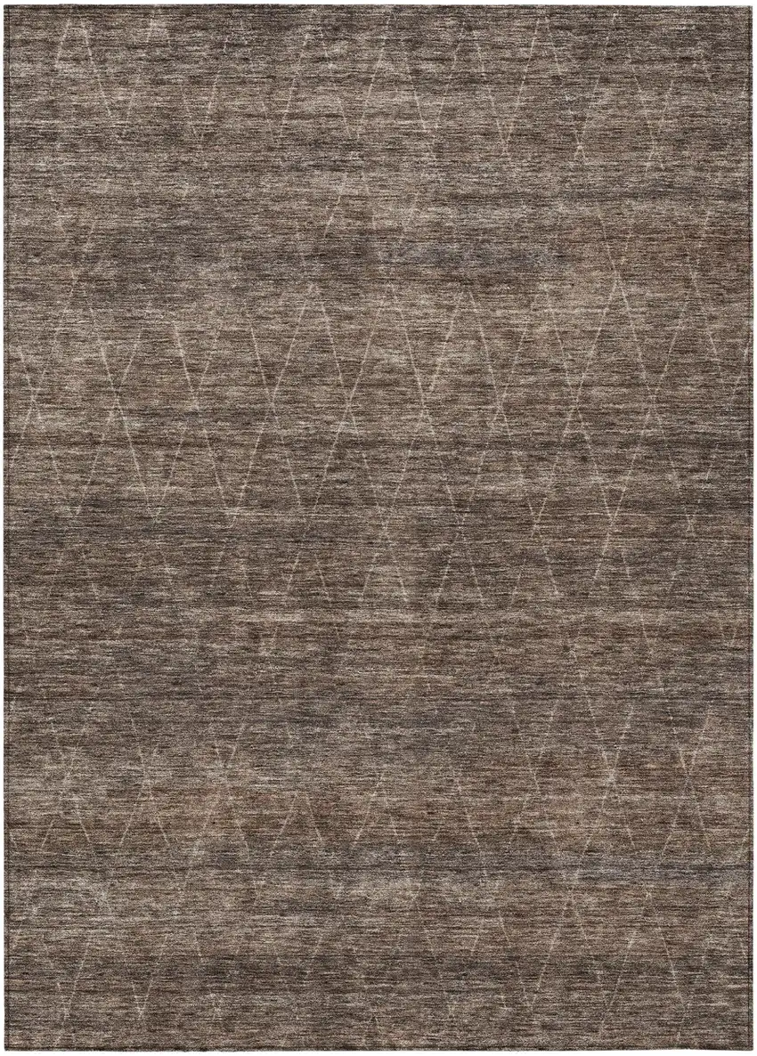 Coffee And Ivory Geometric Washable Indoor Outdoor Area Rug Photo 2