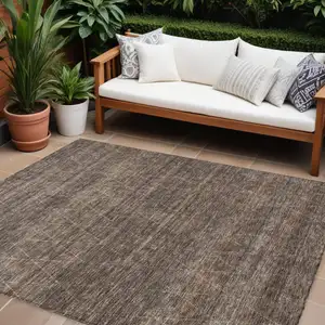 Photo of Coffee And Ivory Geometric Washable Indoor Outdoor Area Rug
