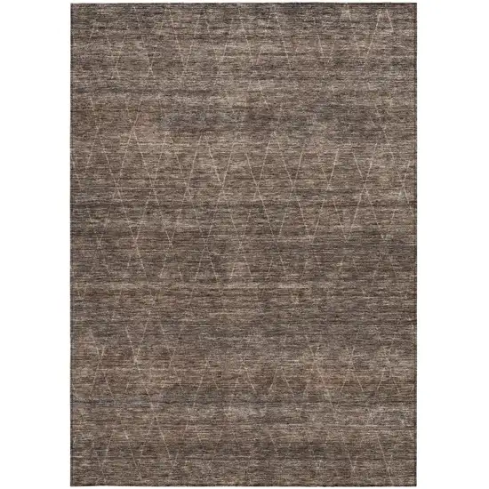 Coffee And Ivory Geometric Washable Indoor Outdoor Area Rug Photo 7