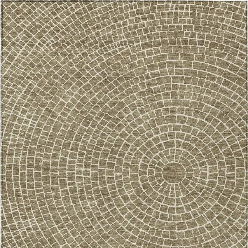 Coffee And Ivory Geometric Washable Indoor Outdoor Area Rug Photo 3