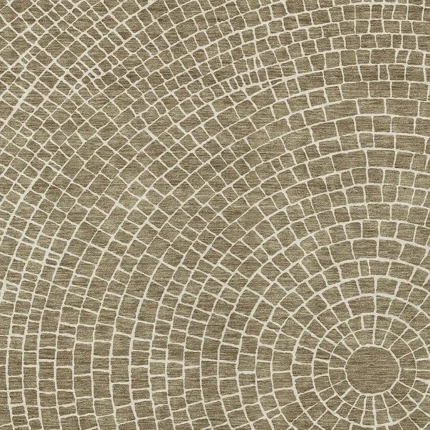 Coffee And Ivory Geometric Washable Indoor Outdoor Area Rug Photo 2