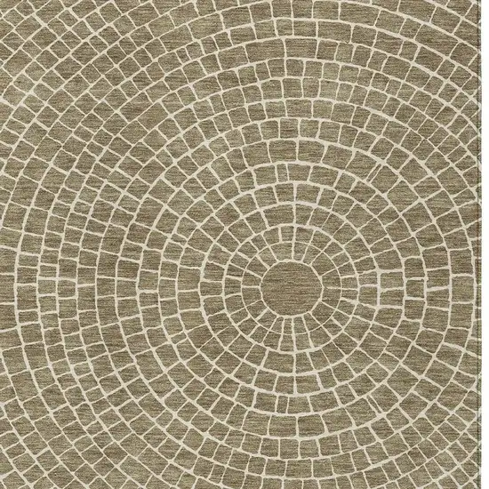 Coffee And Ivory Geometric Washable Indoor Outdoor Area Rug Photo 3