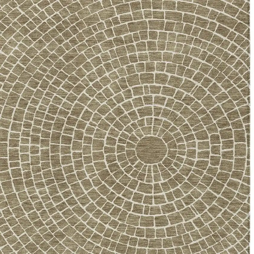 Coffee And Ivory Geometric Washable Indoor Outdoor Area Rug Photo 3