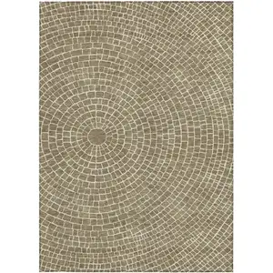 Photo of Coffee And Ivory Geometric Washable Indoor Outdoor Area Rug