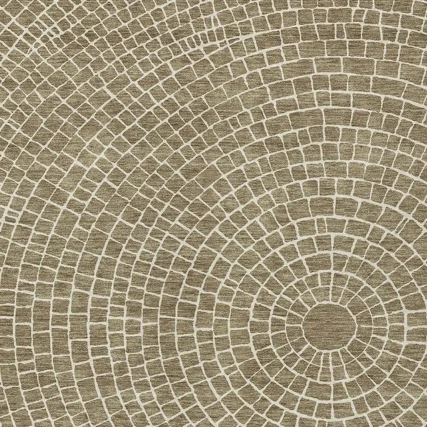 Coffee And Ivory Geometric Washable Indoor Outdoor Area Rug Photo 2