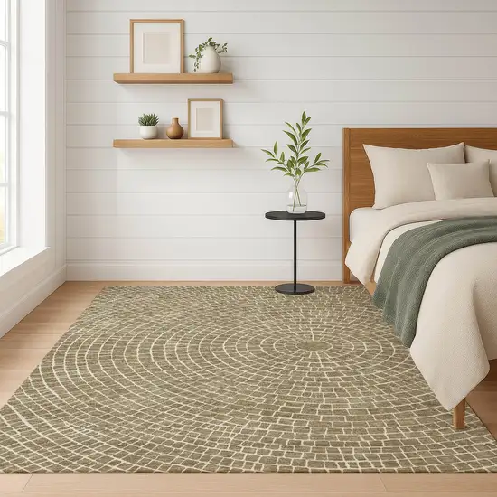 Coffee And Ivory Geometric Washable Indoor Outdoor Area Rug Photo 5