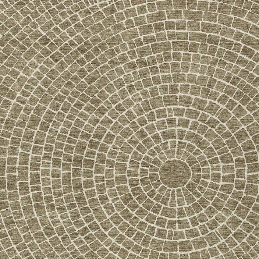 Coffee And Ivory Geometric Washable Indoor Outdoor Area Rug Photo 2