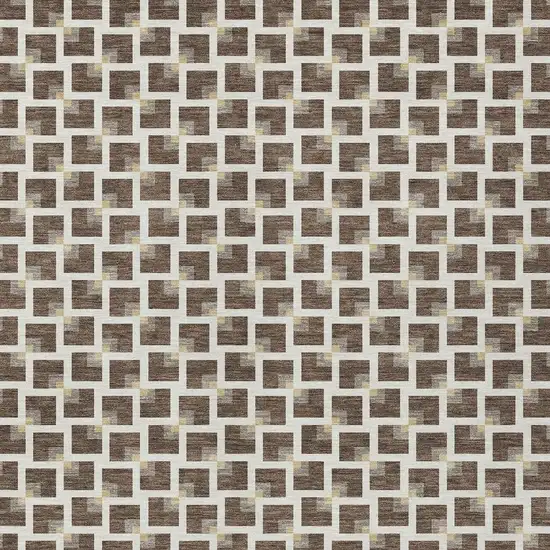 Coffee And Ivory Geometric Washable Indoor Outdoor Area Rug Photo 3