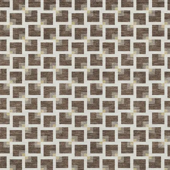 Coffee And Ivory Geometric Washable Indoor Outdoor Area Rug Photo 2