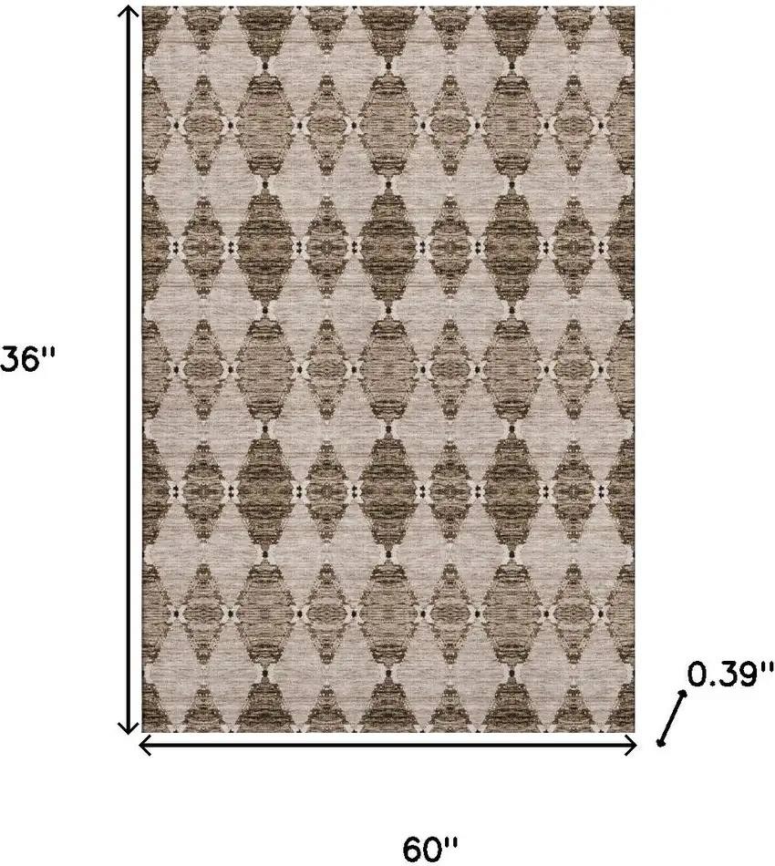 Coffee And Ivory Moroccan Washable Area Rug With UV Protection Photo 3