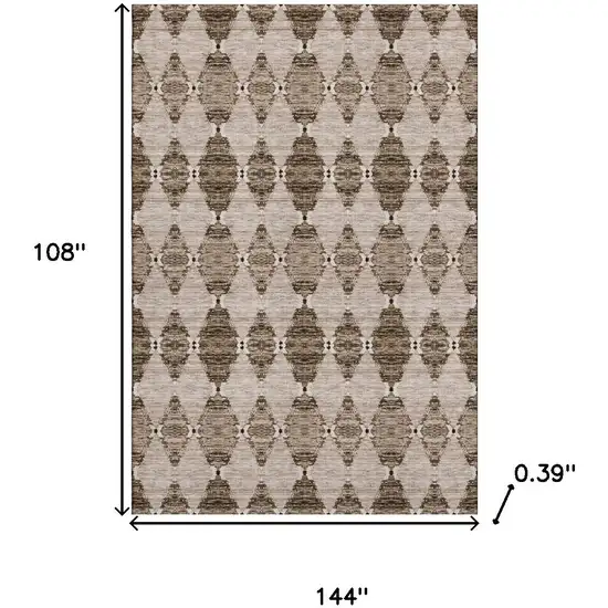 Coffee And Ivory Moroccan Washable Area Rug With UV Protection Photo 3