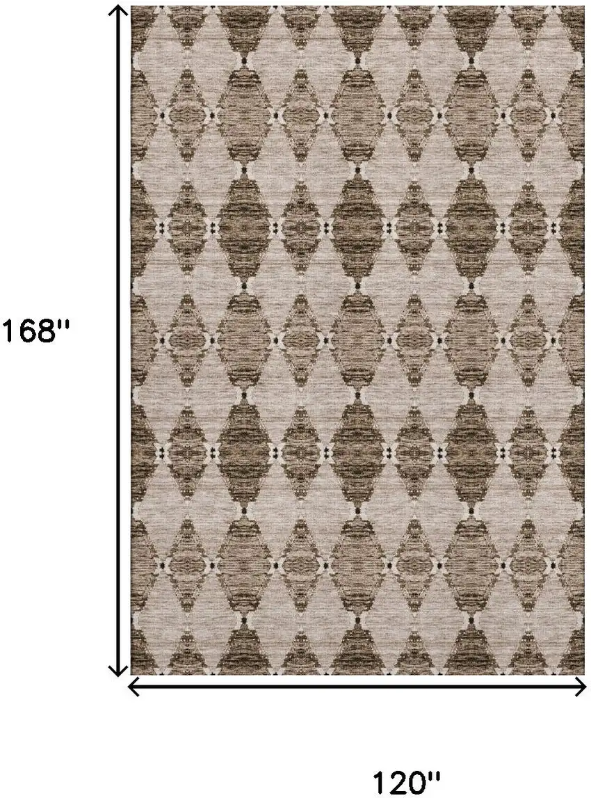 Coffee And Ivory Moroccan Washable Area Rug With UV Protection Photo 3