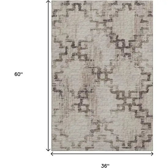 Coffee And Ivory Tribal Washable Area Rug With UV Protection Photo 3