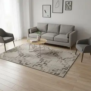 Photo of Coffee And Ivory Tribal Washable Area Rug With UV Protection