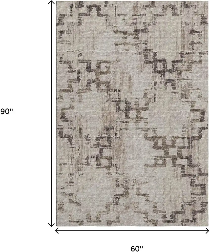 Coffee And Ivory Tribal Washable Area Rug With UV Protection Photo 3