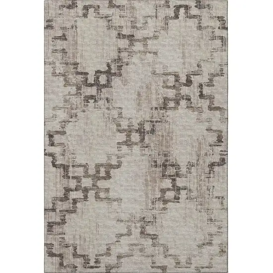Coffee And Ivory Tribal Washable Area Rug With UV Protection Photo 2