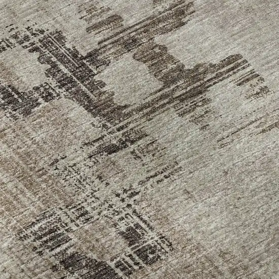 Coffee And Ivory Tribal Washable Area Rug With UV Protection Photo 9