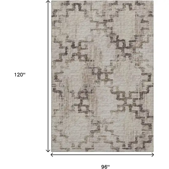 Coffee And Ivory Tribal Washable Area Rug With UV Protection Photo 3