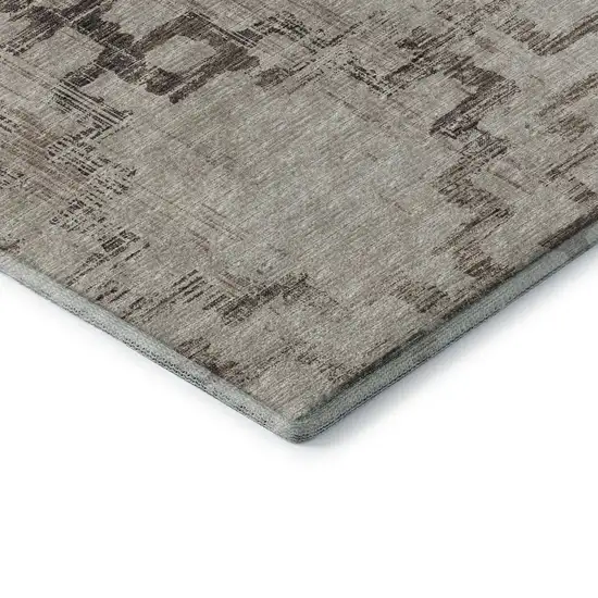 Coffee And Ivory Tribal Washable Area Rug With UV Protection Photo 7