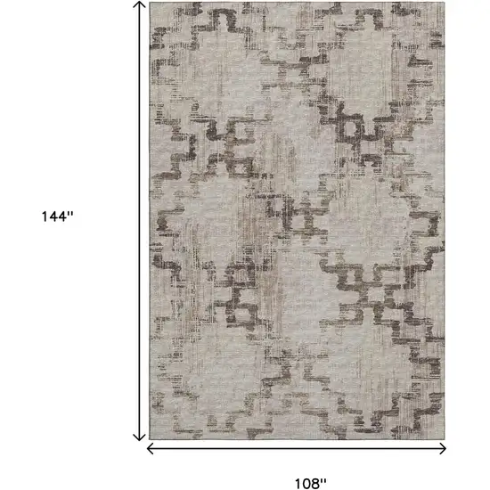 Coffee And Ivory Tribal Washable Area Rug With UV Protection Photo 3