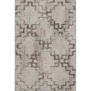 Photo of Coffee And Ivory Tribal Washable Area Rug With UV Protection