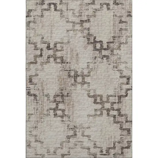 Coffee And Ivory Tribal Washable Area Rug With UV Protection Photo 2