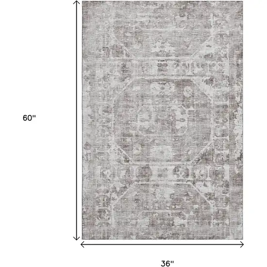 Coffee And Ivory Tribal Washable Indoor Outdoor Area Rug Photo 3