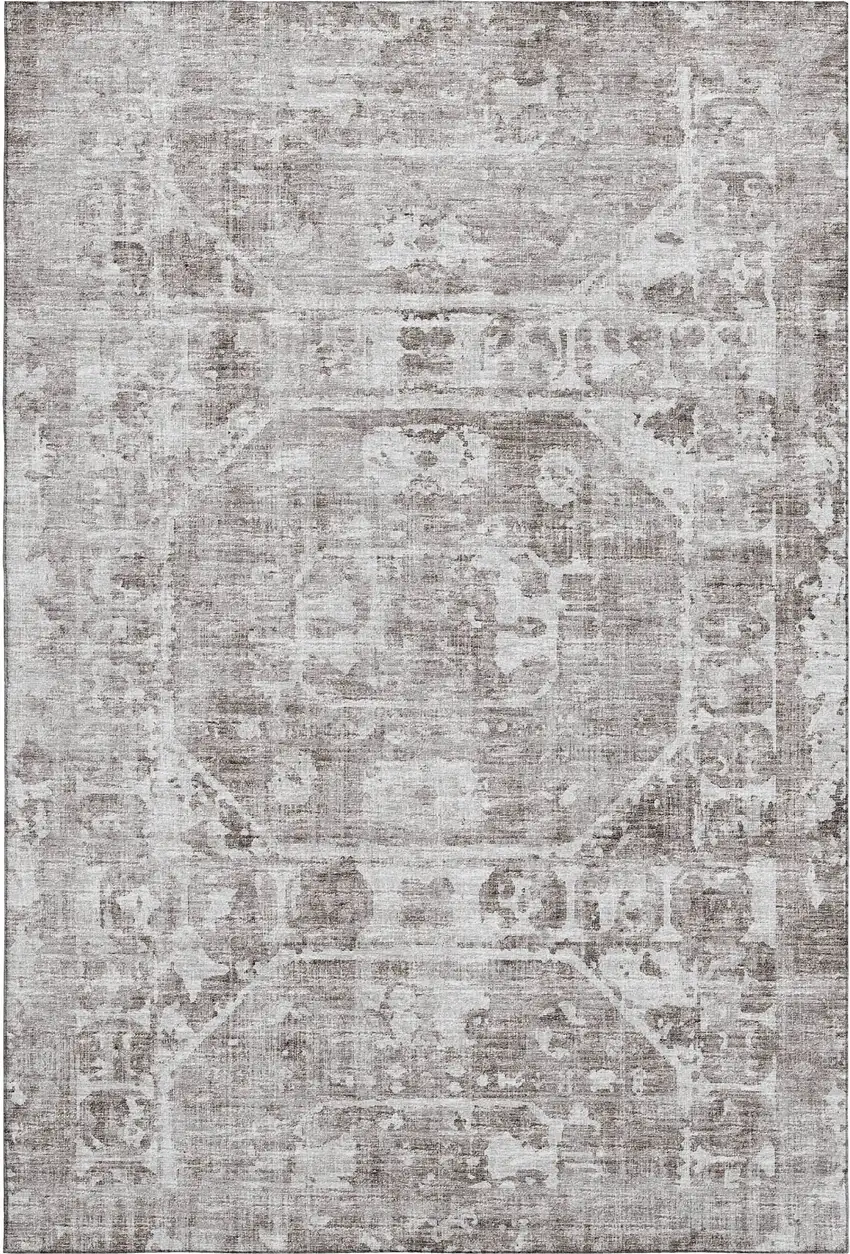 Coffee And Ivory Tribal Washable Indoor Outdoor Area Rug Photo 6