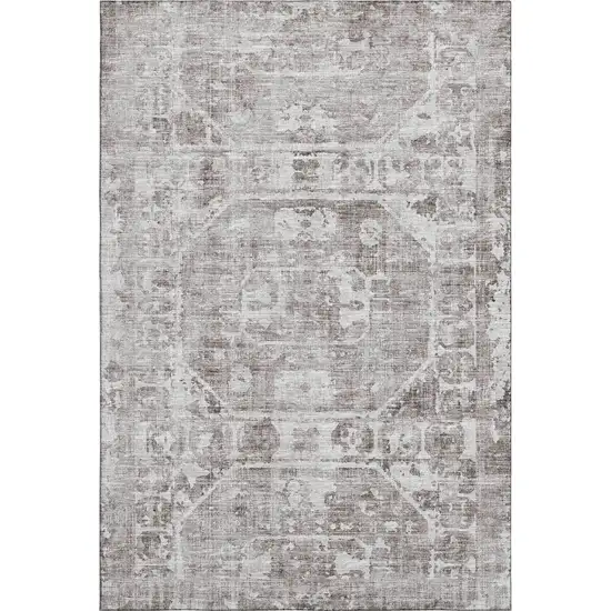 Coffee And Ivory Tribal Washable Indoor Outdoor Area Rug Photo 6