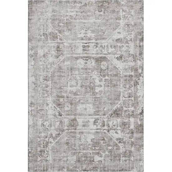 Coffee And Ivory Tribal Washable Indoor Outdoor Area Rug Photo 2