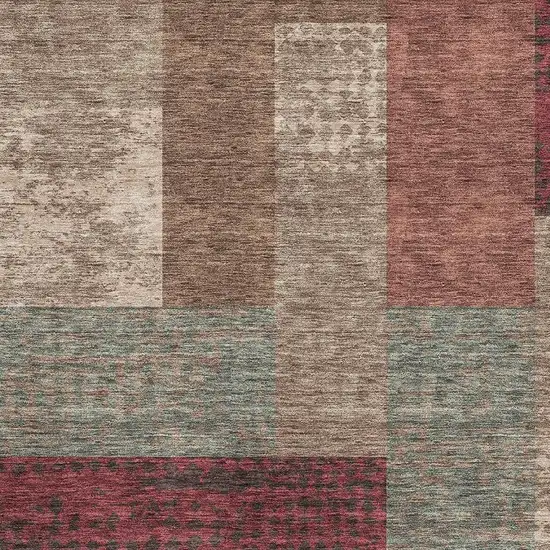 Coffee And Merlot Geometric Washable Area Rug With UV Protection Photo 3