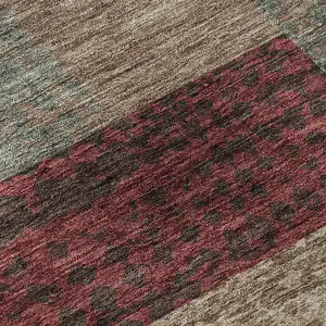 Photo of Coffee And Merlot Geometric Washable Area Rug With UV Protection