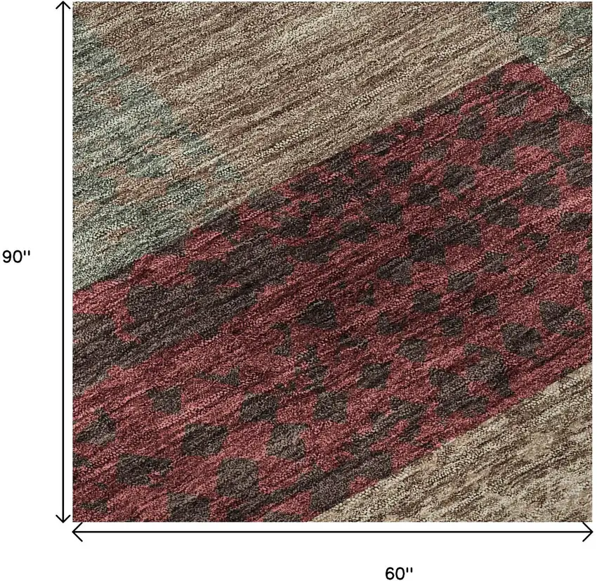 Coffee And Merlot Geometric Washable Area Rug With UV Protection Photo 8